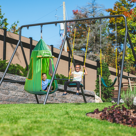TitanPro Swing Set With Saucer Green Tent Swing