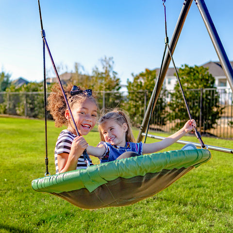 TitanMax Swing Set With Saucer Green Tent Swing